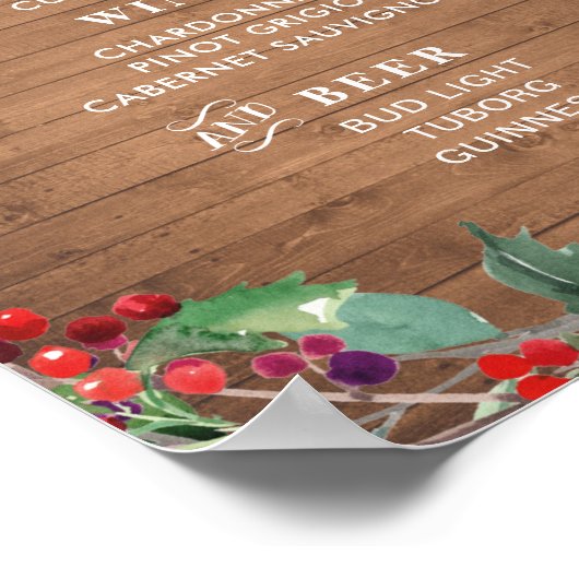 Rustieke chique bar menuteken | Feestdag bar Poster (Hoek)