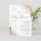 Rustieke chique bloemenvlinder kisses Baby shower Kaart (Staand voorkant)