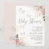 Rustieke chique bloemenvlinder kisses Baby shower Kaart (Voorkant / Achterkant)