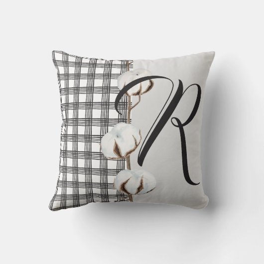 Rustieke chique boerderij stijl monogram kussen (Achterkant)