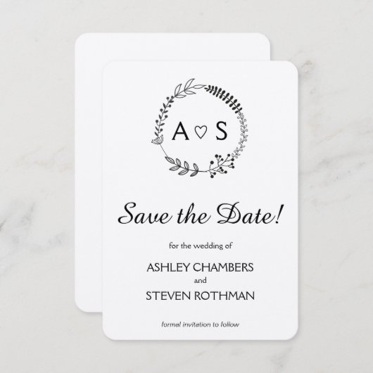 Rustieke chique botanische bruiloft save the date (Voorkant / Achterkant)