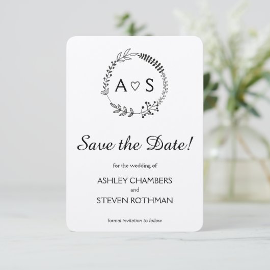 Rustieke chique botanische bruiloft save the date (Staand voorkant)