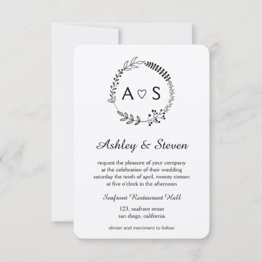 Rustieke chique bothanische huwelijksuitnodiging k kaart (Voorkant)