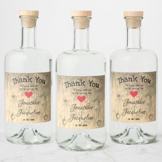 Rustieke chique bruiloft dank u gepersonaliseerde  likeurfles etiket (Flessen)