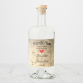 Rustieke chique bruiloft dank u gepersonaliseerde  likeurfles etiket (Voorkant)