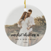 Rustieke chique bruiloft foto Passen getrouwd Keramisch Ornament (Achterkant)