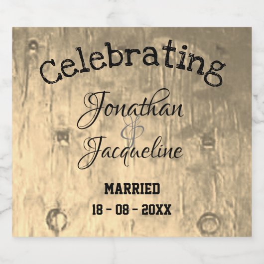 Rustieke chique bruiloft gepersonaliseerde mousser sparkling wijnetiket (Enkel label)