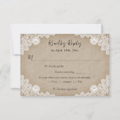 Rustieke Chique Burlap Harten Bruiloft RSVP Maalti (Achterkant)