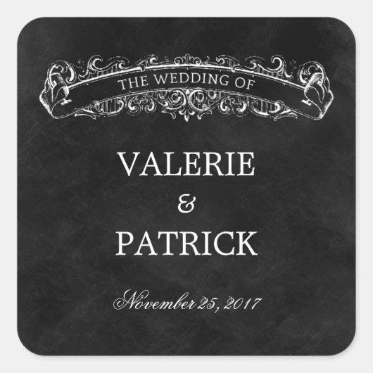 Rustieke Chique Favor Sticker / Envelope Seal - Zw (Voorkant)