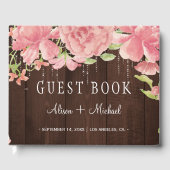 Rustieke chique floral string lichten bruiloft gastenboek (Voorkant)
