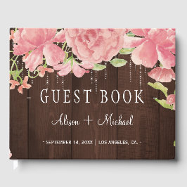 Rustieke chique floral string lichten bruiloft gastenboek