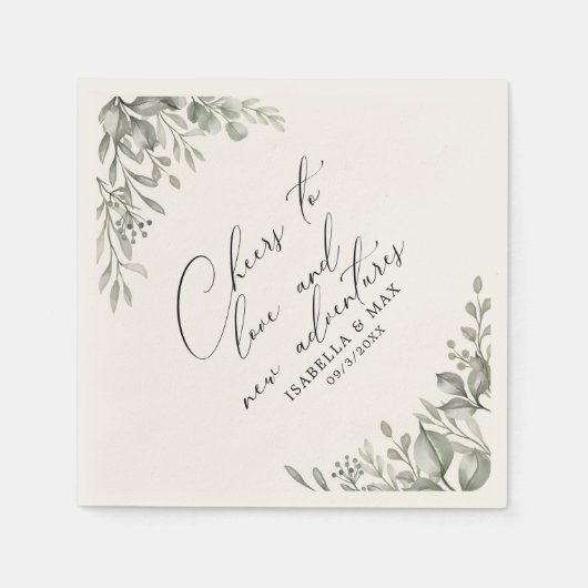 Rustieke chique gedempt groen nieuwe avonturen pap servet (Voorkant)