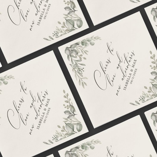 Rustieke chique gedempt groen nieuwe avonturen pap servet