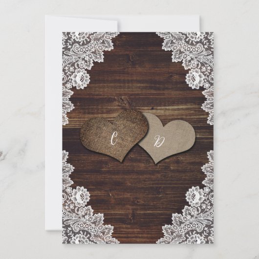 Rustieke Chique Houten Burlap Kant String Lights B Kaart (Achterkant)