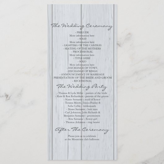 Rustieke chique koraal en turquoise trouwprogramma programmakaart (Achterkant)