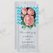 Rustieke chique koraal en turquoise trouwprogramma programmakaart (Voorkant / Achterkant)