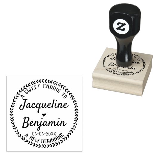 Rustieke chique krans Sweet Ending bruiloft Rubberstempel (Gestempeld)