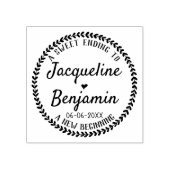 Rustieke chique krans Sweet Ending bruiloft Rubberstempel (Afrduk)