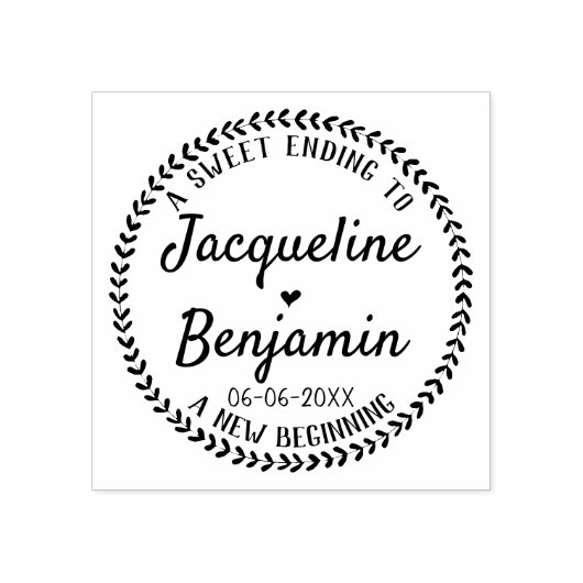 Rustieke chique krans Sweet Ending bruiloft Rubberstempel (Afrduk)