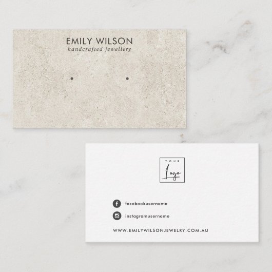 RUSTIEKE CHIQUE OFF WITTE STUCCO STUD OORBEL DISPL VISITEKAARTJE (Voorkant / Achterkant)