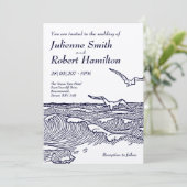 Rustieke chique strand bestemming bruiloft uitnodi kaart (Staand voorkant)