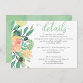 Rustieke chique Waterverf Pioen Bruiloft DETAILS K Informatiekaartje (Voorkant / Achterkant)