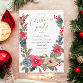 Rustieke chique winter bloemenKerstmis Waterverf Kaart