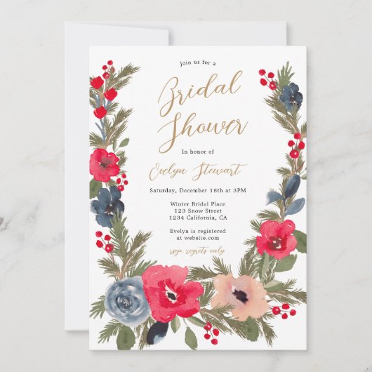 Rustieke chique winter bloemenWaterverf vrijgezell Kaart (Voorkant)