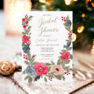 Rustieke chique winter bloemenWaterverf vrijgezell Kaart