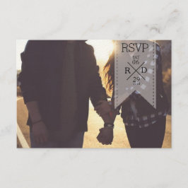 Rustieke & chique witte lint overlay | Bruiloft RS RSVP Kaartje