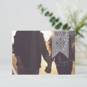 Rustieke & chique witte lint overlay | Bruiloft RS RSVP Kaartje (Staand voorkant)