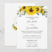 Rustieke chique zonnebloem bloemenbruiloft kaart (Voorkant / Achterkant)