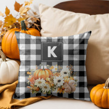 Rustieke Chique Zwart Wit Plaid Herfst Tuin Monogr
