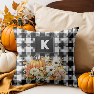 Rustieke Chique Zwart Wit Plaid Herfst Tuin Monogr Kussen