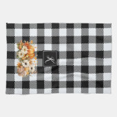 Rustieke Chique Zwart Wit Plaid Herfst Tuin Monogr Theedoek (Horizontaal)