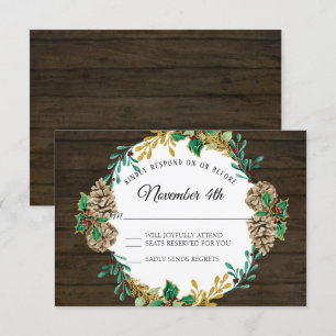 Rustieke Christmas Greenery Krans Waterverf RSVP Kaart