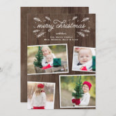 Rustieke Christmas Pine Collage Fotokaart Feestdagenkaart (Voorkant / Achterkant)