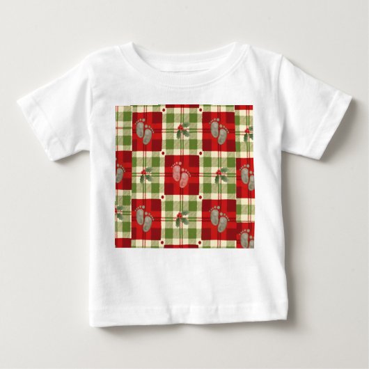 Rustieke Christmas Plaid Baby T-shirt – Feestelijk (Voorkant)