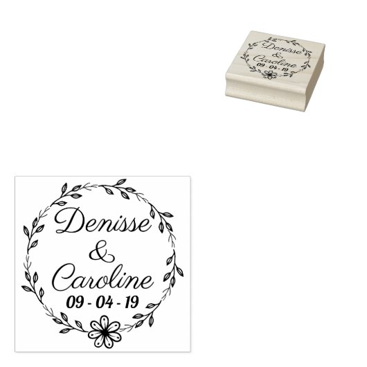 Rustieke cirkel laat bloem bewaren de datum rubberstempel (Gestempeld)