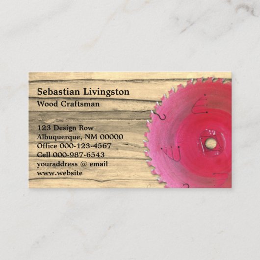 Rustieke Cirkelzaag Houtbewerking Bezetting Visitekaartje (Voorkant)