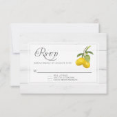 Rustieke Citroen Bloem Geel Wit Hout RSVP Kaartje (Voorkant)