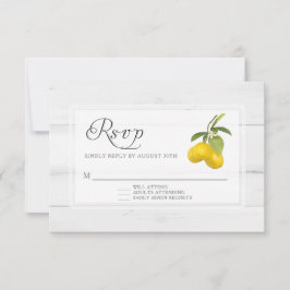 Rustieke Citroen Bloemige Gele Witte Hout  RSVP Kaartje
