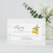 Rustieke Citroen Bloemige Gele Witte Hout  RSVP Kaartje (Staand voorkant)