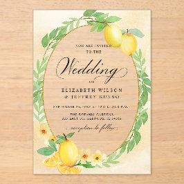 Rustieke Citroen Citrus Boho Zomer Bruiloft Acryl Uitnodigingen
