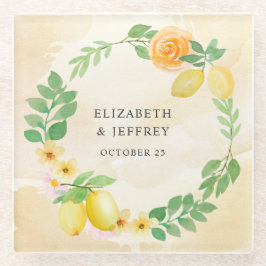 Rustieke Citroen Citrus Boho Zomer Bruiloft Glazen Onderzetter