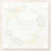 Rustieke Citroen Citrus Boho Zomer Bruiloft Glazen Onderzetter (Achterkant)