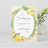 Rustieke citroen citrus boho zomer bruiloft kaart (Staand voorkant)