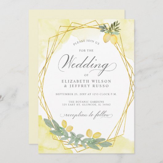 Rustieke citroen citrus boho zomer bruiloft kaart (Voorkant / Achterkant)