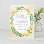 Rustieke citroen citrus boho zomer bruiloft kaart (Staand voorkant)