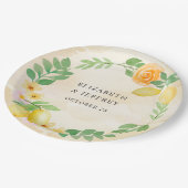 Rustieke citroen citrus boho zomer bruiloft papieren bordje (Gekanteld)